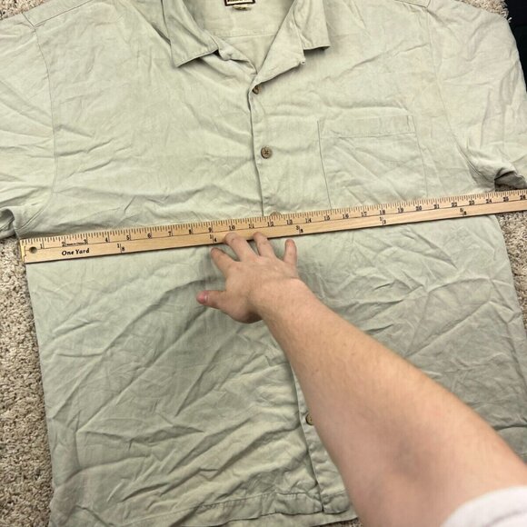 Tommy Bahama Short Sleeve Button Up All Silk Shirt (Size XL) Beige Ivory Hawaii - Picture 4 of 8